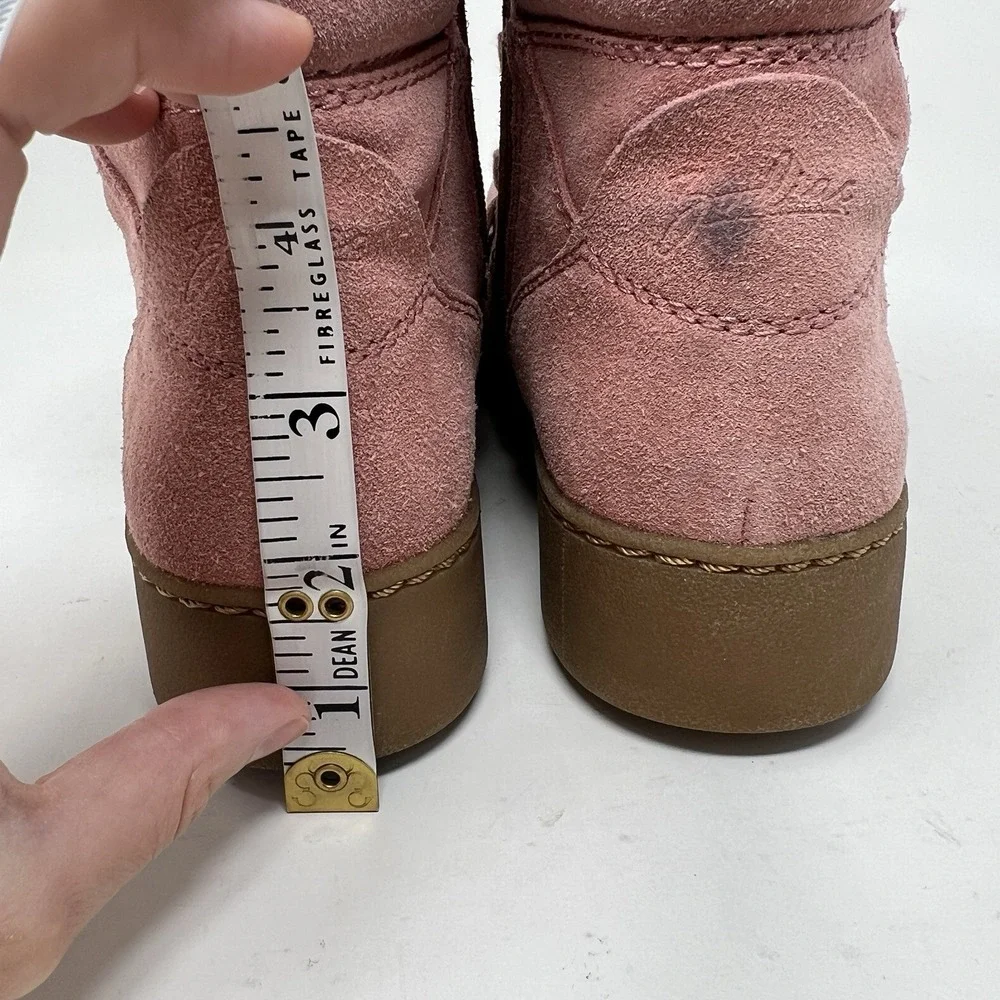Zodiac Women's 7 Pierson Suede Ankle Lace Up Boots Pink Leather Platform Snow